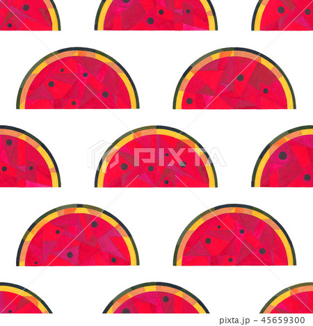 Watermelon watercolor seamless pattern. Hand painted abstract geometric background for surface 45659300