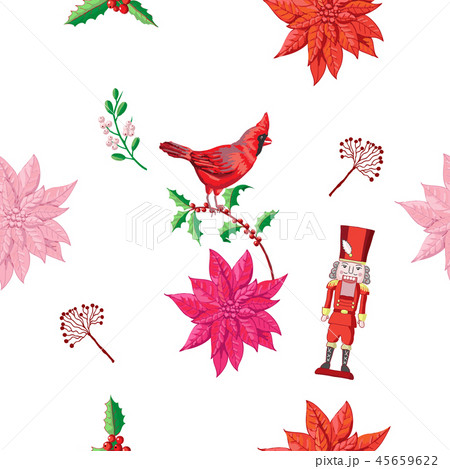 Seamless Pattern Christmas Decoration Poinsettia 45659622