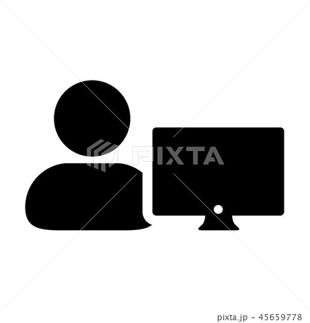 Outsourcing icon vector male person user computer 45659778