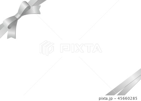 リボン付きカードテンプレート シルバー のイラスト素材