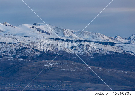 Beautiful mountain silhouette from Spain in winter Beautiful mountain silhouette from Spain in winter 45660806