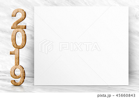 Happy new year 2019 3d rendering with poster Happy new year 2019 3d rendering with poster 45660843