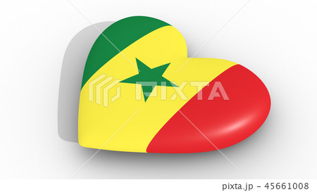 Heart in the colors of Senegal flag, side. 45661008