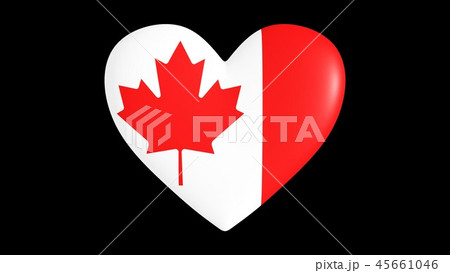 Heart in the colors of Canada flag, on a black 45661046