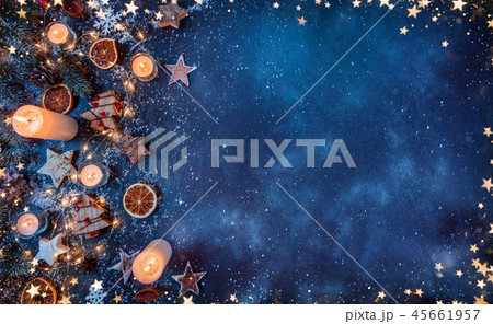Christmas background with wooden decorations Christmas background with wooden decorations 45661957