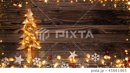 Christmas background with wooden decorations Christmas background with wooden decorations 45661965
