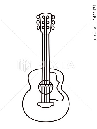 アコースティックギター ぬりえ 線画のイラスト素材