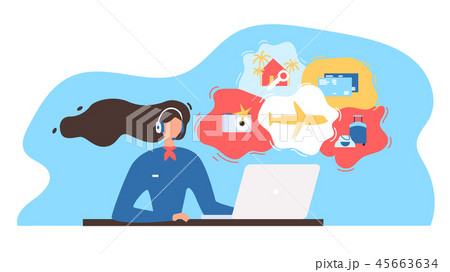 Travel Agency Consultant Working Online Vector Travel Agency Consultant Working Online Vector 45663634