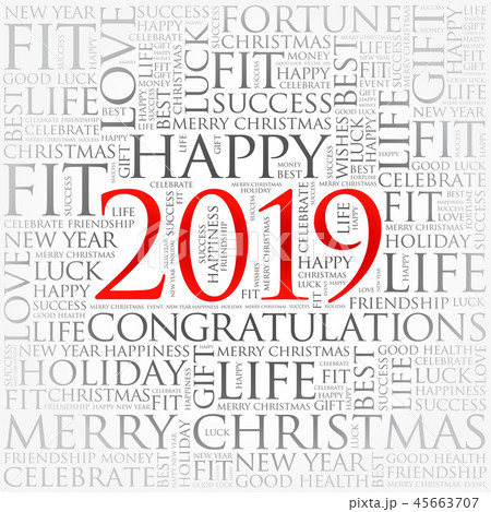 2019 year greeting word cloud collage 45663707