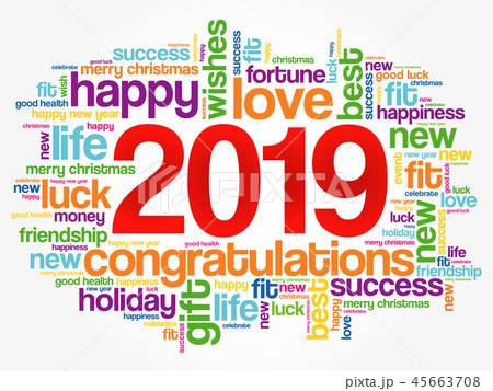 2019 year greeting word cloud collage 45663708