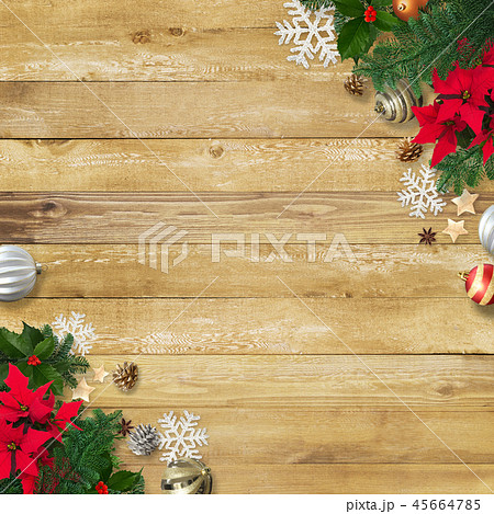 背景 木目 クリスマス 飾りのイラスト素材