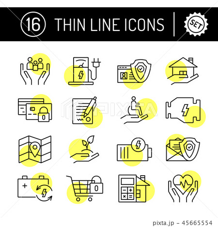 Thin line vector editable stroke icons set Thin line vector editable stroke icons set 45665554