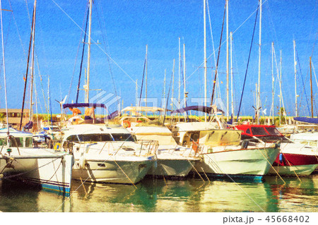 Yachts, boats pier in port resort Torrevieja Spain 45668402