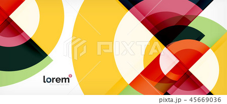 Modern geometric circles abstract background, colorful round shapes with shadow effects 45669036