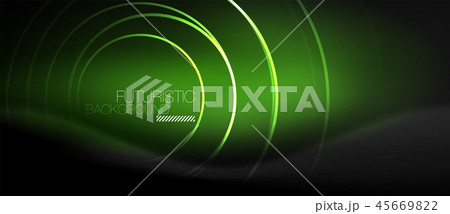 Dark abstract background with glowing neon circles 45669822