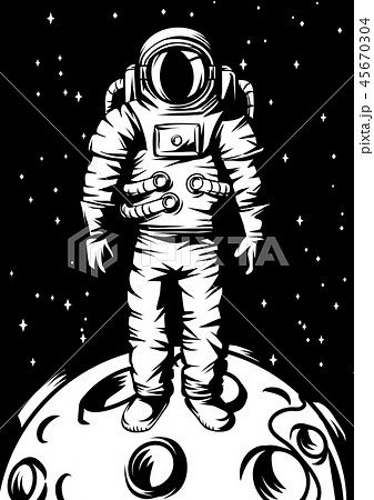 Illustration Of Astronaut On Moon のイラスト素材