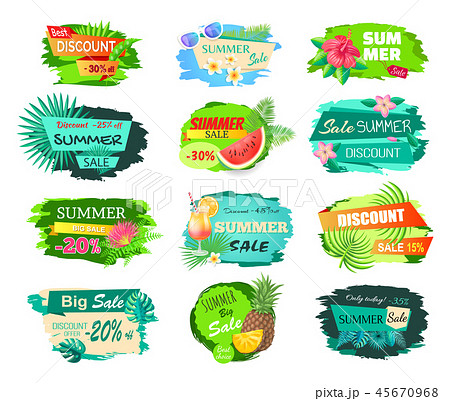 Summer Big Sale Banners Set Vector Illustration Summer Big Sale Banners Set Vector Illustration 45670968
