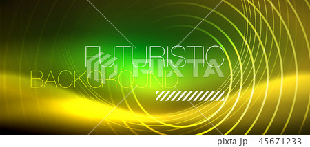Neon glowing techno lines, hi-tech futuristic abstract background template with square shapes 45671233