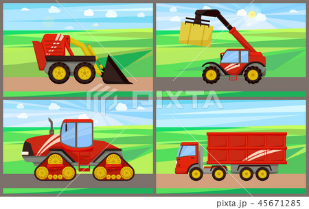 Loader and Grain Truck Set Vector Illustration Loader and Grain Truck Set Vector Illustration 45671285