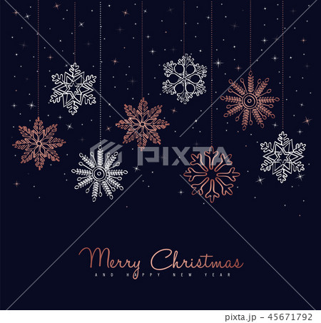 Merry Christmas copper snowflake greeting card 45671792