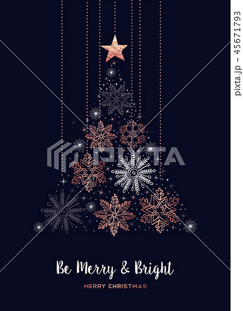 Merry Christmas copper snowflake pine tree card Merry Christmas copper snowflake pine tree card 45671793