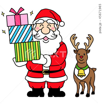 サンタクロースとトナカイ サンタクロースとトナカイ 45671965
