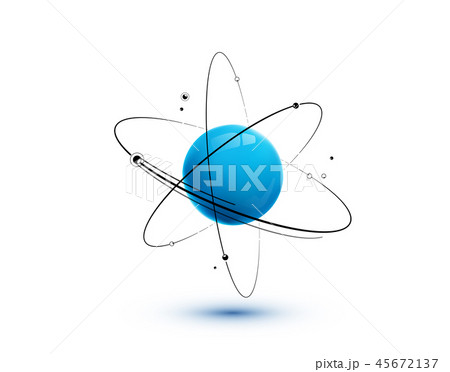 Atom with core, orbits and electrons isolated on white background 45672137