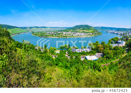 Boppard town aerial view, Germany 45672425