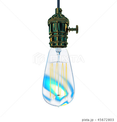 Realistic vintage glowing light bulb. 3D render Realistic vintage glowing light bulb. 3D render 45672803