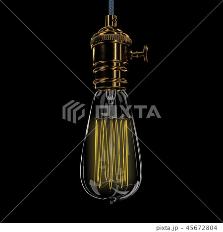 Realistic vintage glowing light bulb. 3D render 45672804