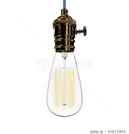 Realistic vintage glowing light bulb. 3D render Realistic vintage glowing light bulb. 3D render 45672805