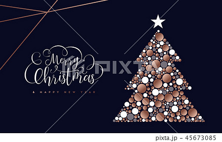 Christmas and new year copper circle tree card 45673085