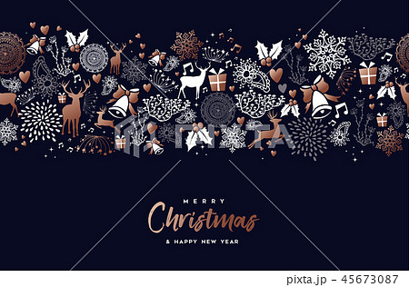 Christmas and new year copper pattern deer card 45673087