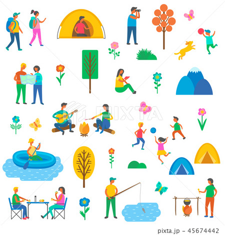 Camping Nature Set of Icons Vector Illustration Camping Nature Set of Icons Vector Illustration 45674442
