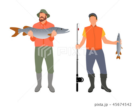 Fishing People with Results Vector Illustration Fishing People with Results Vector Illustration 45674542