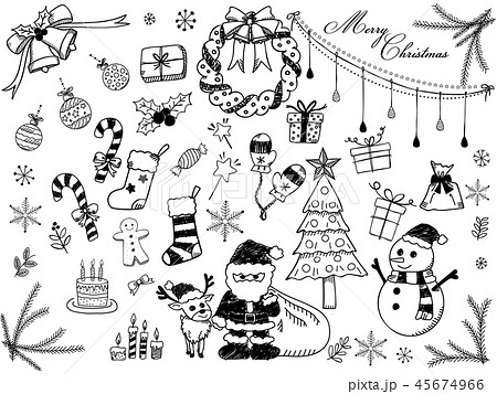 クリスマス 手描きイラストのイラスト素材 45674966 Pixta