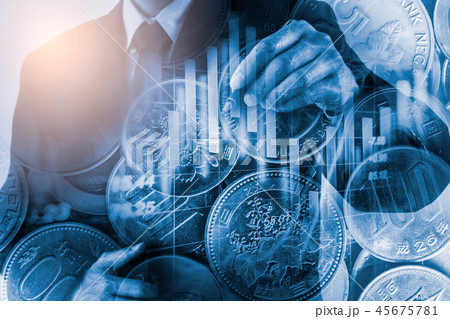 Double exposure businessman and stock market Double exposure businessman and stock market 45675781