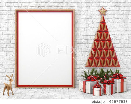 Blank frame Christmas decoration and gifts 3D Blank frame Christmas decoration and gifts 3D 45677633