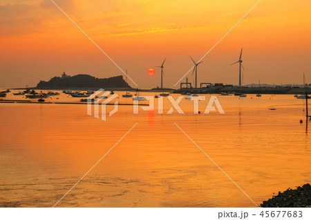 華城市 前谷港 夕焼け 45677683