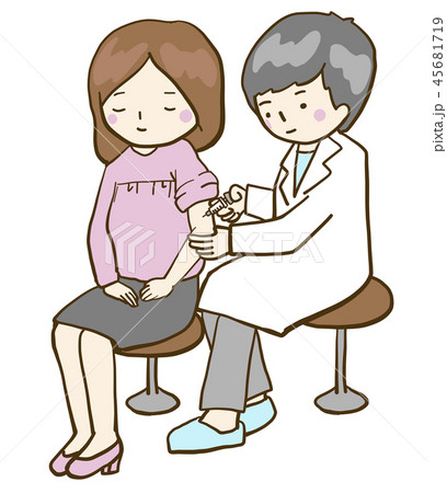 予防接種　女性患者　男性医師 45681719