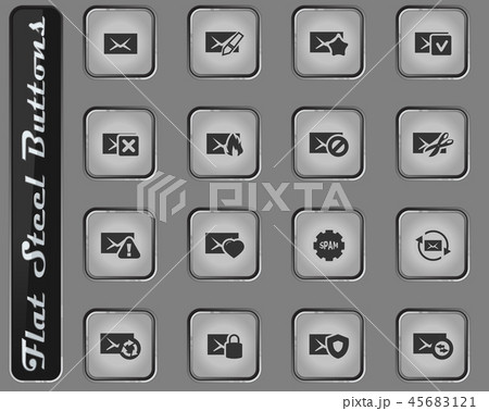 Mail and envelope icons set 45683121