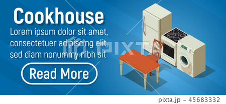 Cookhouse concept banner, isometric style Cookhouse concept banner, isometric style 45683332