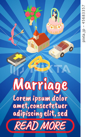Marriage concept banner, comics isometric style Marriage concept banner, comics isometric style 45683357
