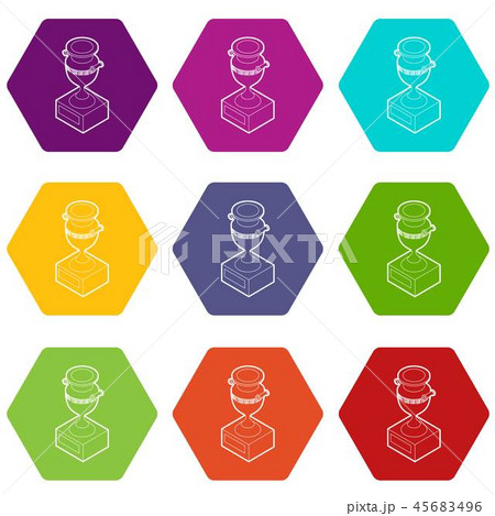 Ancient vase icons set 9 vector 45683496