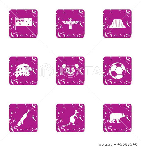 World bedroom icons set, grunge style 45683540