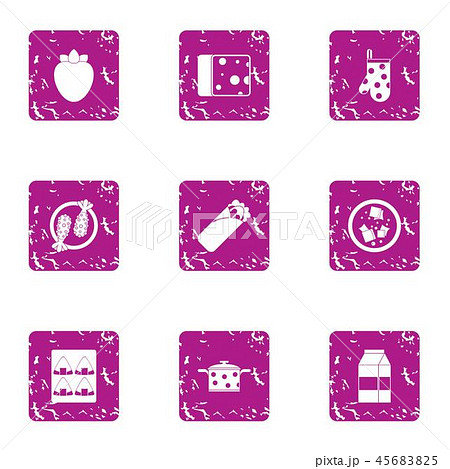 Collecting food icons set, grunge style Collecting food icons set, grunge style 45683825