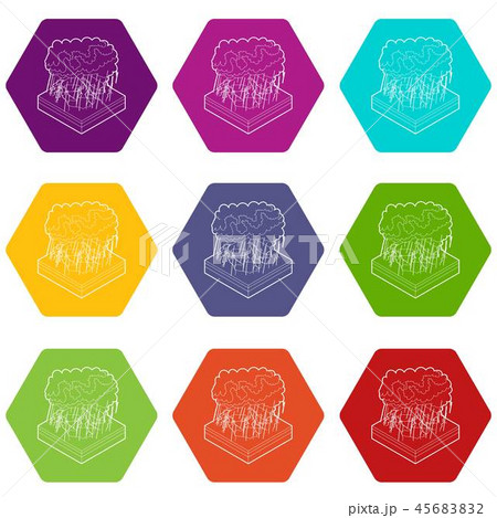 Thunderstorm icons set 9 vector Thunderstorm icons set 9 vector 45683832
