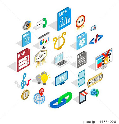 Hi-fi system icons set, isometric style Hi-fi system icons set, isometric style 45684028