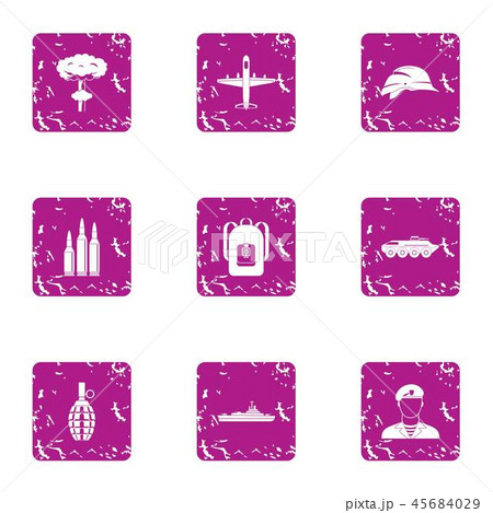 Sport military icons set, grunge style 45684029