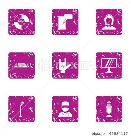 Conference icons set, grunge style Conference icons set, grunge style 45684117